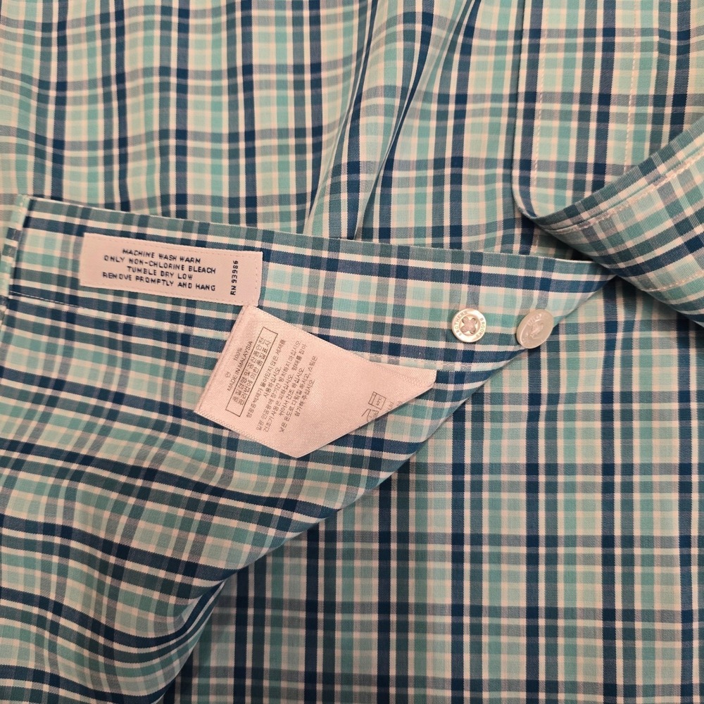 Brooks Brothers Non-Iron Supima Cotton Plaid Button Down Shirt Mens Large Teal - Picture 4 of 6